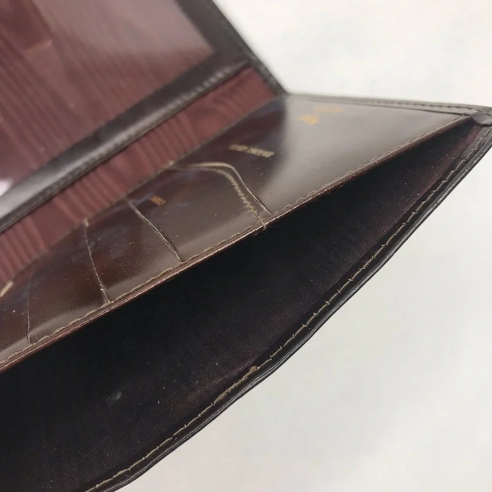 Vintage Bosca Brown Calfskin Leather Travel Wallet Organizer Pencil